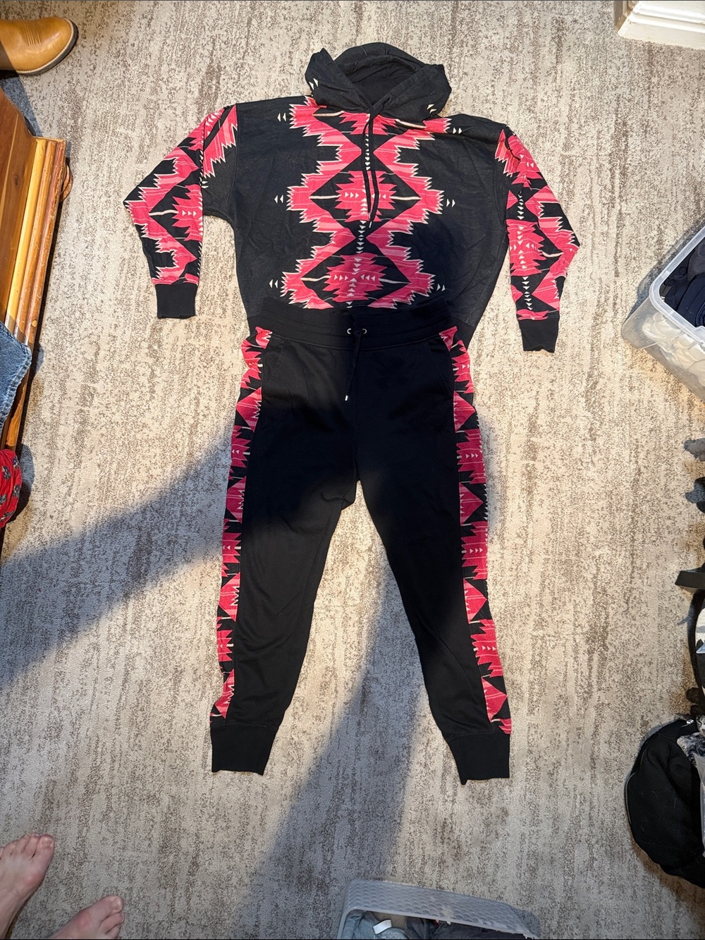Polo by Ralph Lauren Black & red Aztec Track Jogger Set